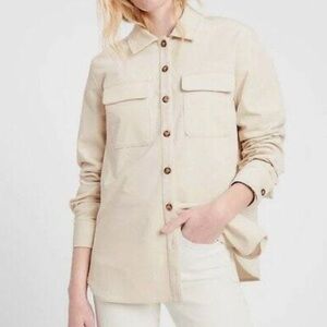 Banana Republic Cream Corduroy Shirt Jacket